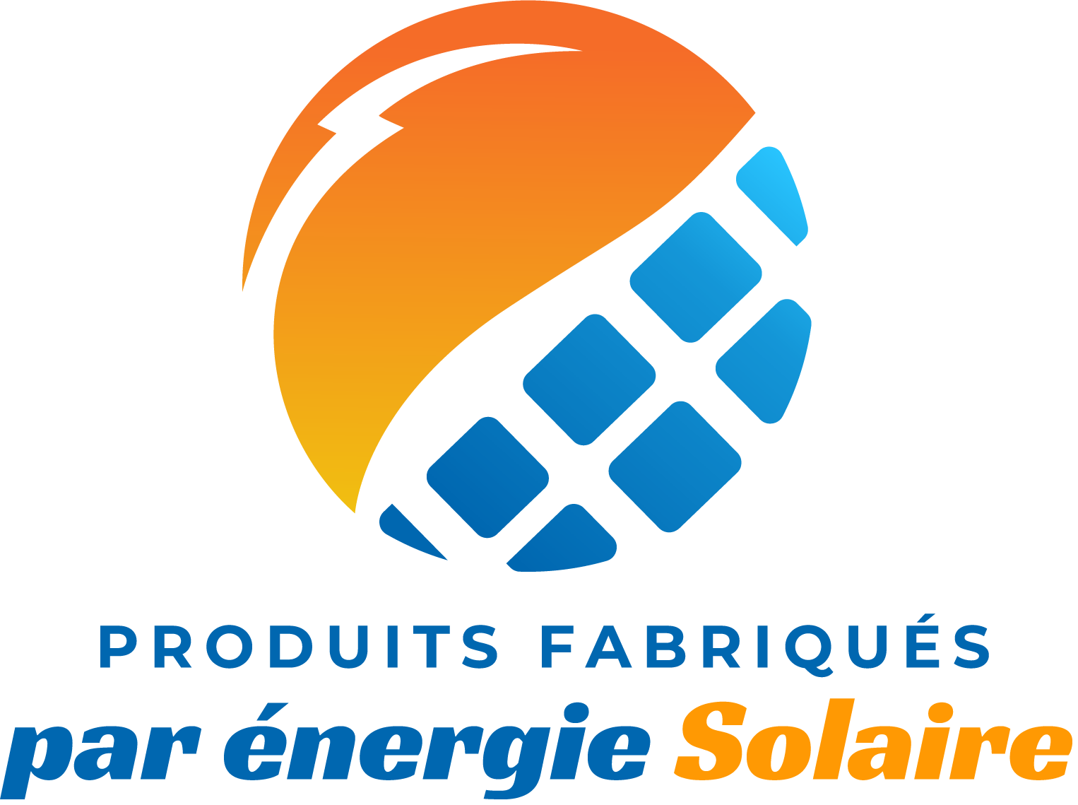 Logo, produits fabriqués par énergie solaire